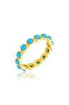 Adornia 14k Gold Plated Imitation Turquoise Cabochon Eternity Ring In Blue