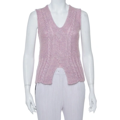 Pre-owned Roberto Cavalli Vintage Pink Lurex Purl Knit Sleeveless Sweater M