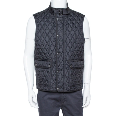 Pre-owned Burberry Brit Black Quilted Sleeveless Haymarket Vest L
