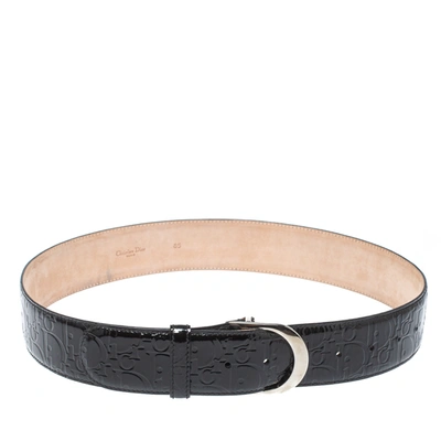 Pre-owned Dior Black Patent Leather D Buckle Belt 85cm