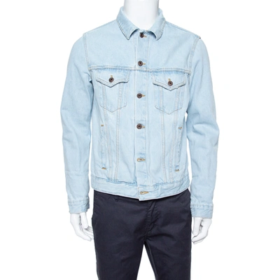 Pre-owned Off-white Light Blue Denim Toned Effect Layered Jacket L