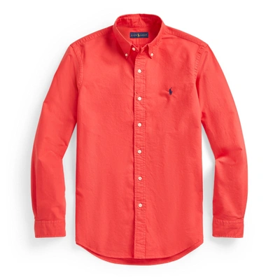 Polo Ralph Lauren Slim Fit Garment-dyed Oxford Shirt In Racing Red