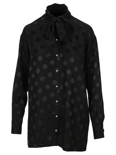 Dolce & Gabbana Polka Dots Print Shirt In Black