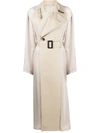 Maison Margiela Doppelreihiger Trenchcoat Aus Baumwoll-gabardine Mit Charmeuse-einsatz In Brown