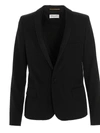 Saint Laurent Satin Lapel Single-breasted Blazer In Black