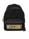 MOSCHINO LOGO DIAMOND-QUILTED NYLON LARGE BACKPACK,7603 8205B1555