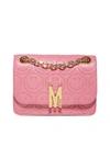 MOSCHINO M SMILEY NAPPA LEATHER SHOULDER BAG,7438 8002A0207