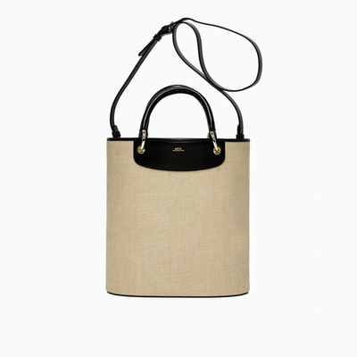 Apc Lila Leather-trimmed Canvas Bucket Bag In Beige,black