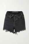 Alexander Wang Bite Distressed Denim Shorts In Charcoal