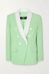 Balmain Double-breasted Two-tone Crepe Blazer In Mint