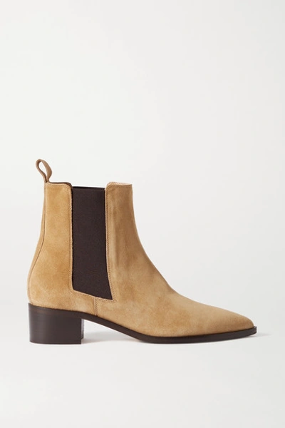 Aeyde Lou Suede Chelsea Boots In Beige