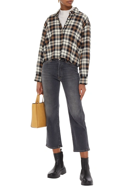 3x1 Cropped Faded High-rise Straight-leg Jeans In Dark Grey