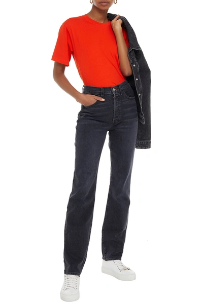 3x1 Kirk Acid-wash Mid-rise Straight-leg Jeans In Black