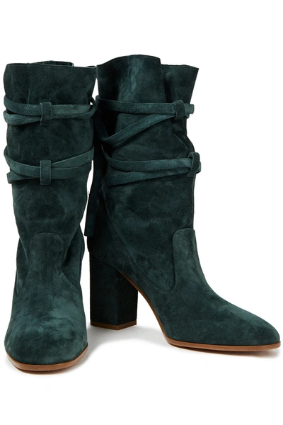 Zimmermann Lace-up Suede Boots In Forest Green