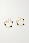 OF RARE ORIGIN MINI FLOWER WHIRL GOLD VERMEIL, ONYX AND PEARL EARRINGS