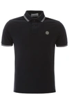 Stone Island Striped Trim Polo Shirt In Bleu