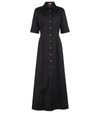 Staud Joan Short-sleeve Maxi Shirtdress In Black