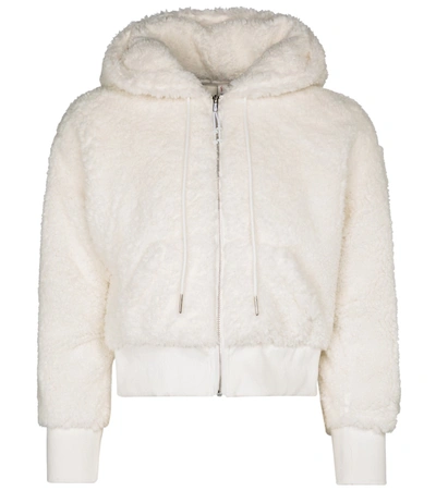 Adam Selman Sport Shrunken Cropped Faux Fur Hoodie In White