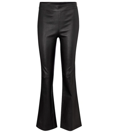 Helmut Lang High-rise Flared Leather Pants In Black