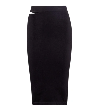 Helmut Lang Cutout Stretch-jersey Pencil Skirt In Black