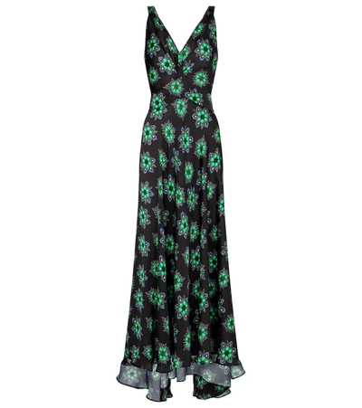 Paco Rabanne Geometric Flower Print Empire Line Dress In Black