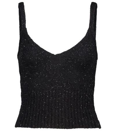 Altuzarra Toria Sequined Knit Crop Top In Black