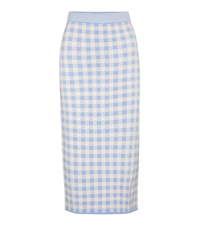 Altuzarra Billie Gingham Cotton Midi Skirt In Blue/white