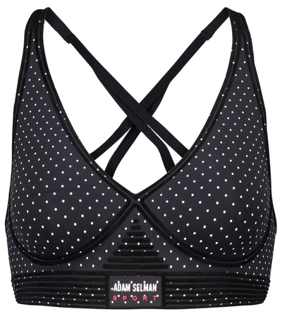 Adam Selman Sport Bonded Polka-dot Sports Bra In Black