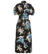 Erdem Frederick Belted Floral-print Cotton-poplin Midi Shirt Dress In Black