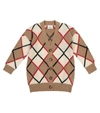 BURBERRY ARGYLE WOOL AND CASHMERE CARDIGAN,P00528886