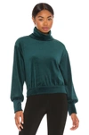1.state Turtleneck Velour Top In Green Forest