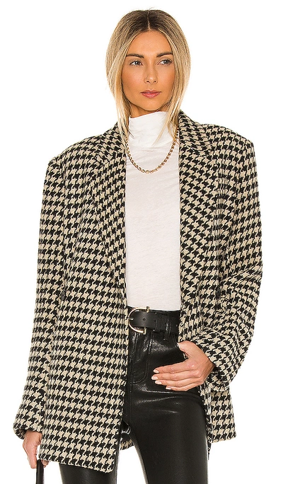 Anine Bing Kaia Double-breasted Houndstooth Wool-blend Blazer