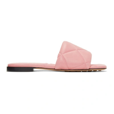 Bottega Veneta The Lido Intrecciato-debossed Leather Slides In Pink
