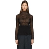 Issey Miyake Chiffon Twist Pleated Mockneck Top In Black