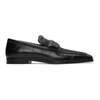 BOTTEGA VENETA BLACK CROC LOAFERS