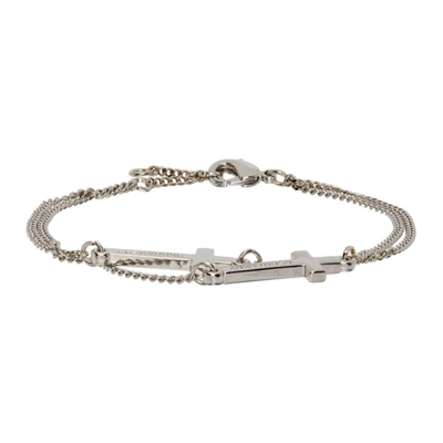 Dsquared2 Silver Double Cross Bracelet In Metallic