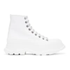 Alexander Mcqueen Tread Slick Canvas And Rubber Exaggerated-sole Ankle Boots In 9071 Silver