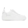 THOM BROWNE WHITE LOW-TOP BASKETBALL SNEAKERS