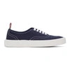 Thom Browne Navy Heritage Vulcanized Sneakers In Blue