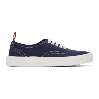 Thom Browne Navy Heritage Vulcanized Trainers In Blue