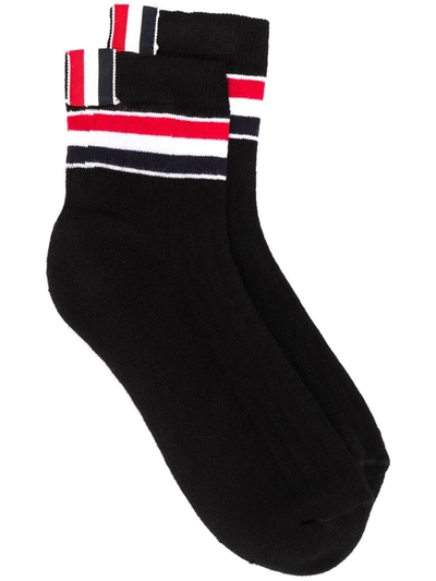 Thom Browne Athletic Rwb Ankle Socks In Black