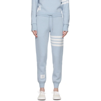 Thom Browne Double Face Cashmere Engineered 4 Bar Stripe Sweatpants In Blue