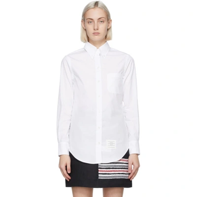 Thom Browne Classic Button-down Shirt With Crisp Collar And Curved Hem In White