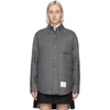 THOM BROWNE GREY DOWN SUPER 120S SHIRT JACKET