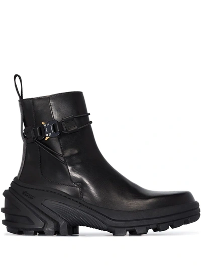 Alyx Buckle Leather Ankle Boots In Black
