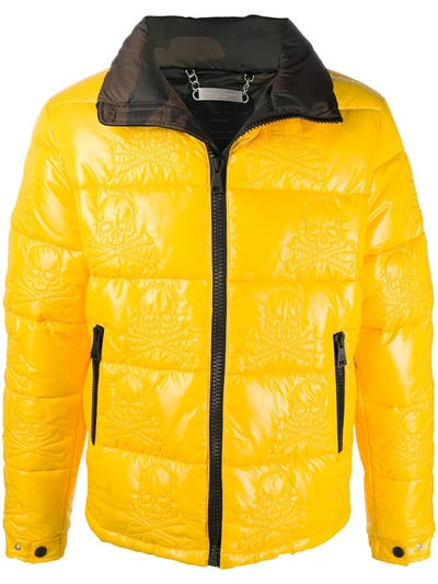 Philipp Plein 尼龙骷髅头填充夹克 In Yellow