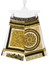 Young Versace Barocco-print Shorts In White