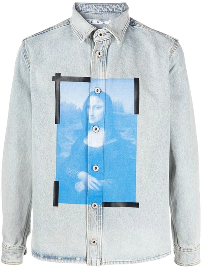 Off-white Monalisa Print Denim Shirt In Blue