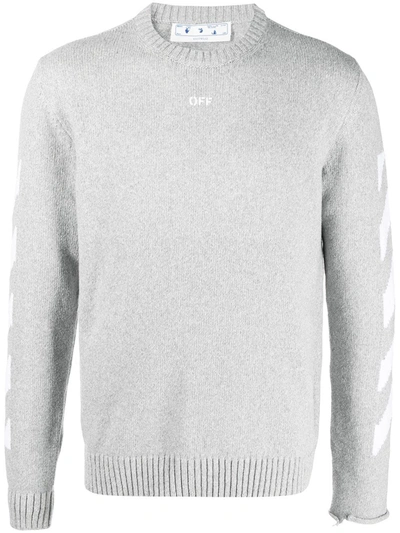 Off-white Men's Arrow Cotton-blend Crew Sweater In Grey