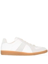 Maison Margiela Off White Leather And Grey Suede Replica Sneakers In Beige